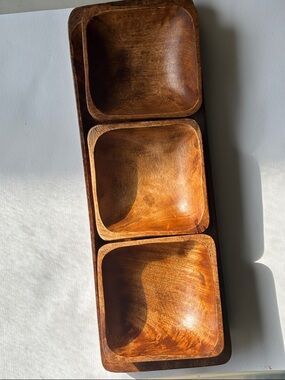 🟣Hand Carved Wood Bowls With Serving Tray, Handcrafted In The Philippines